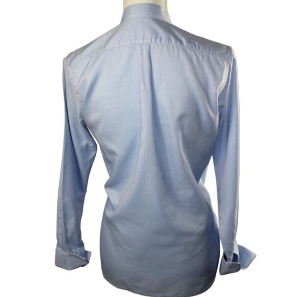 Valentino S.p.A Soft Powder Blue Chambray Long Sleeve Bow Blouse, Size 4 - Picture 4 of 10